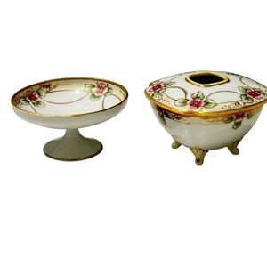 Vintage Nippon 3-piece Dresser/Vanity Set Hand-Painted Japan Porcelain 1891-1921
